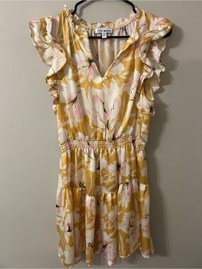 Steve Madden Mustard Yellow Floral Ruffle Dress